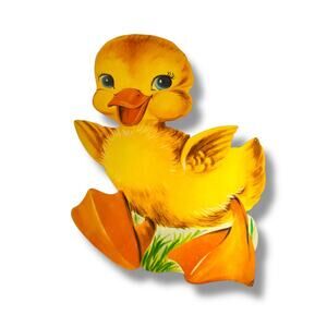 Vintage Spring Baby Duck 17" Diecut Cute Easter Paperboard Decor